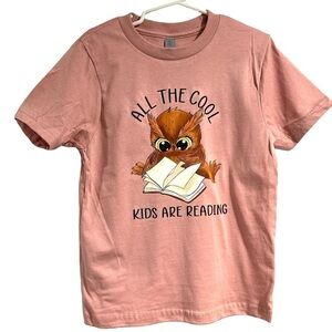 Kids reading shirt girls xs 4 5 yrs old cotton short sleeve tee NeW